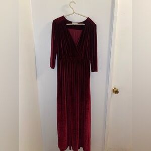 Baltic Born Sophia Velvet Maxi Dress Size XL Mulberry Holiday Red Maroon